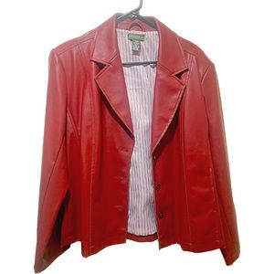 Large woman’s faux leather red jacket by Mountain Lake.